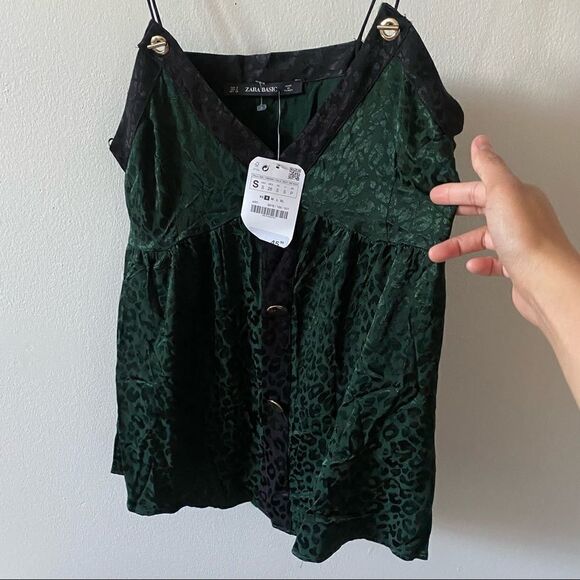 NWT Zara Jacquard Satin Animal Print Camisole - Picture 2 of 6